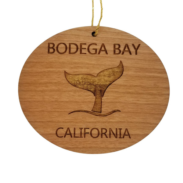 Bodega Bay Ornament - Handmade Wood Ornament - Bodega Bay California CA Whale Tail Whale Watching - Christmas Ornament 3 Inch