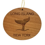 Long Island Ornament - Handmade Wood Ornament - New York Whale Tail Whale Watching - NY Christmas Ornament 3 Inch