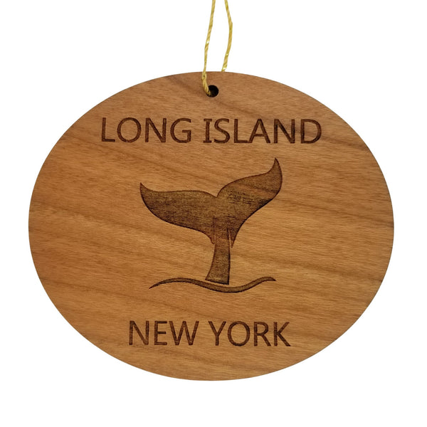 Long Island Ornament - Handmade Wood Ornament - New York Whale Tail Whale Watching - NY Christmas Ornament 3 Inch