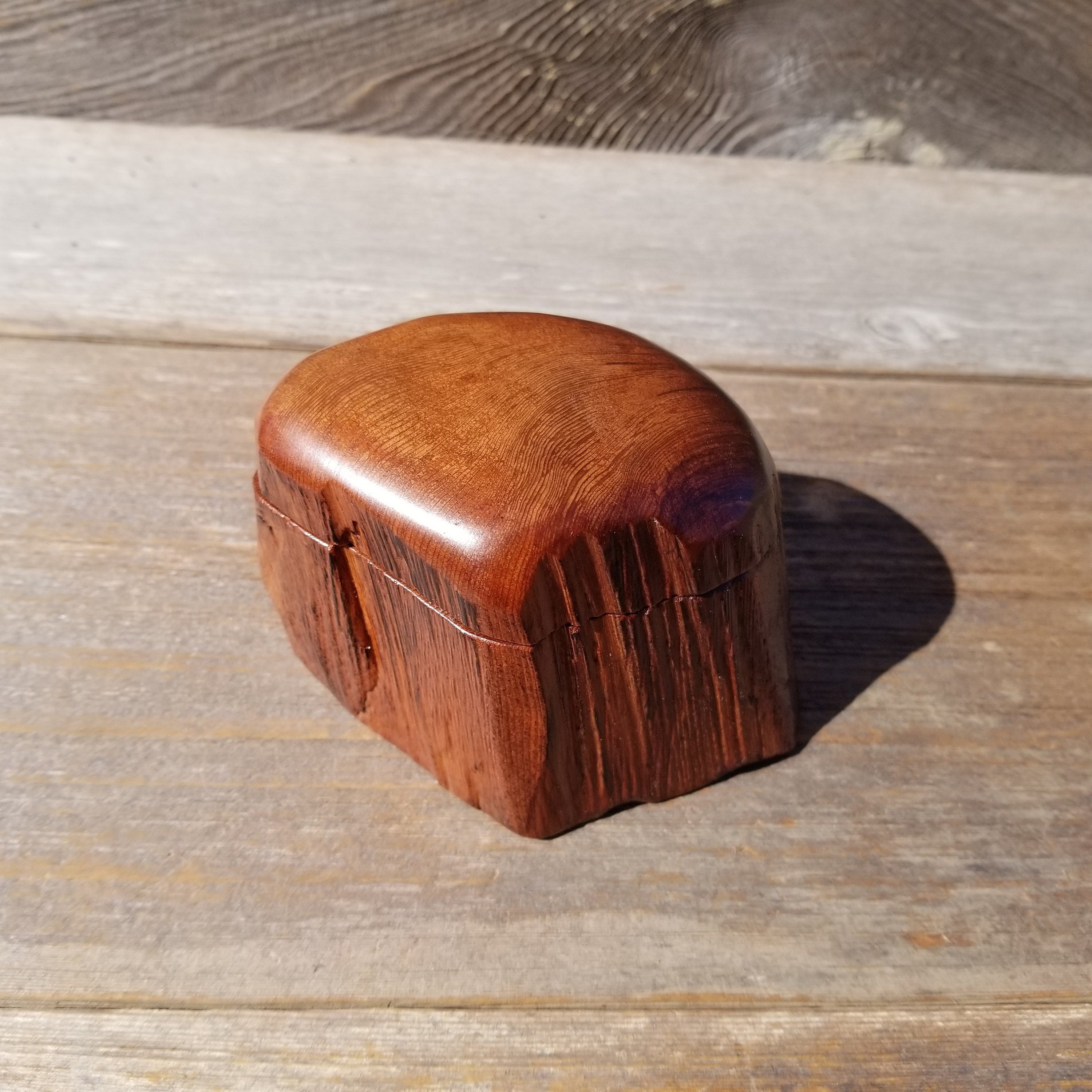 Wood Ring Box Redwood Rustic Handmade California #539 Storage Live Edg ...