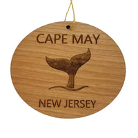 Cape May New Jersey Ornament - Handmade Wood Ornament - NJ Whale Tail Whale Watching - Christmas Ornament 3 Inch