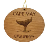 Cape May New Jersey Ornament - Handmade Wood Ornament - NJ Whale Tail Whale Watching - Christmas Ornament 3 Inch