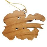 Hawaii Wood Ornament -  HI State Shape with State Flowers Hibiscus - Handmade Wood Ornament Made in USA Christmas Decor