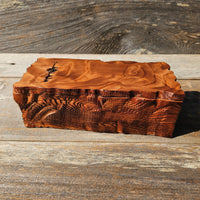 Handmade Wood Box with Redwood Tree Engraved Rustic Handmade Curly Wood #604 California Redwood Jewelry Box Storage Box