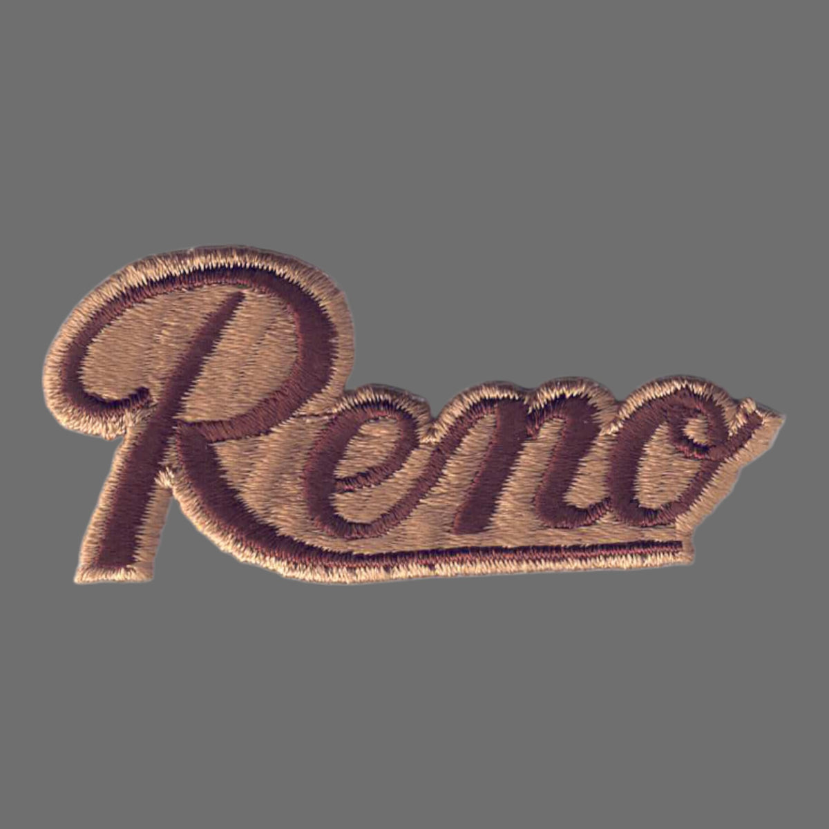 Script Reno Hat Reno script Brown on Tan souvenir embroidered patch – Happy Wood ...