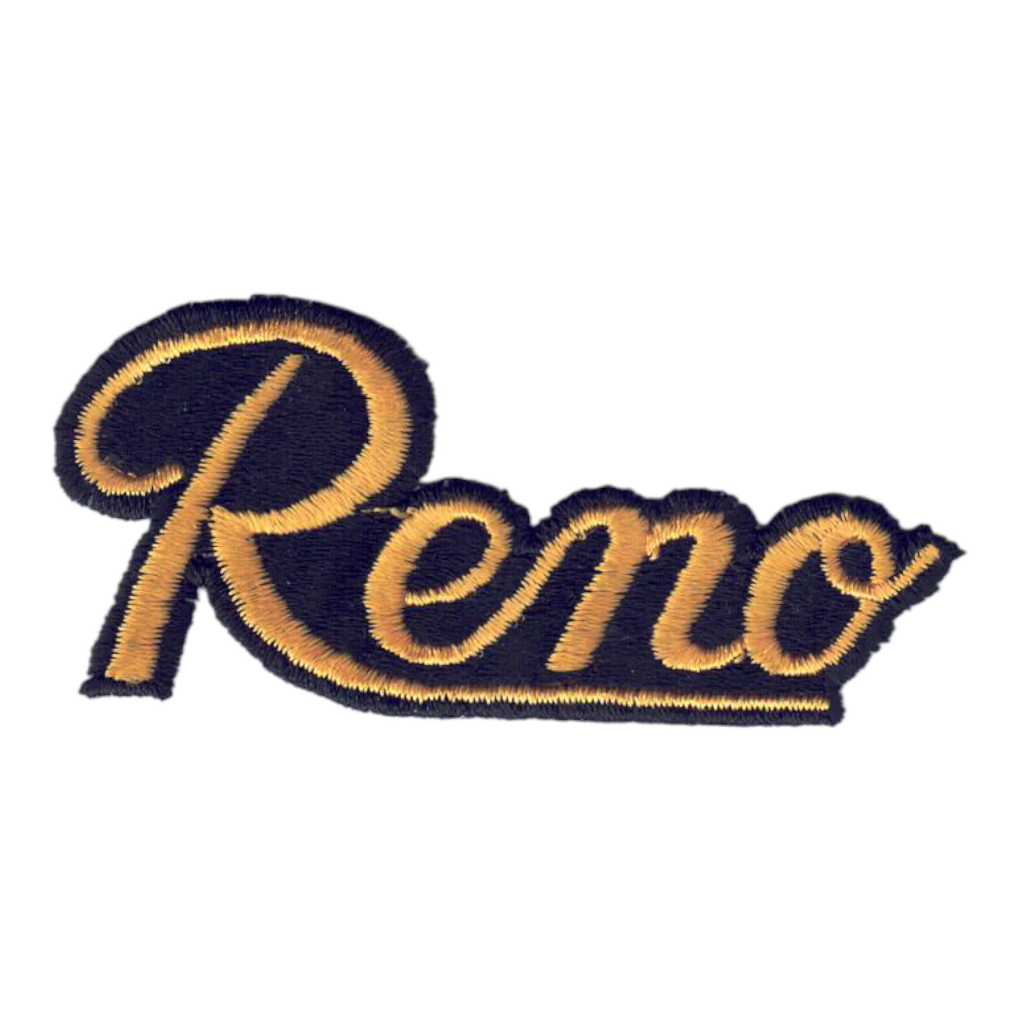 Script Reno Hat Reno script gold on black souvenir embroidered patch – Happy Wood ...