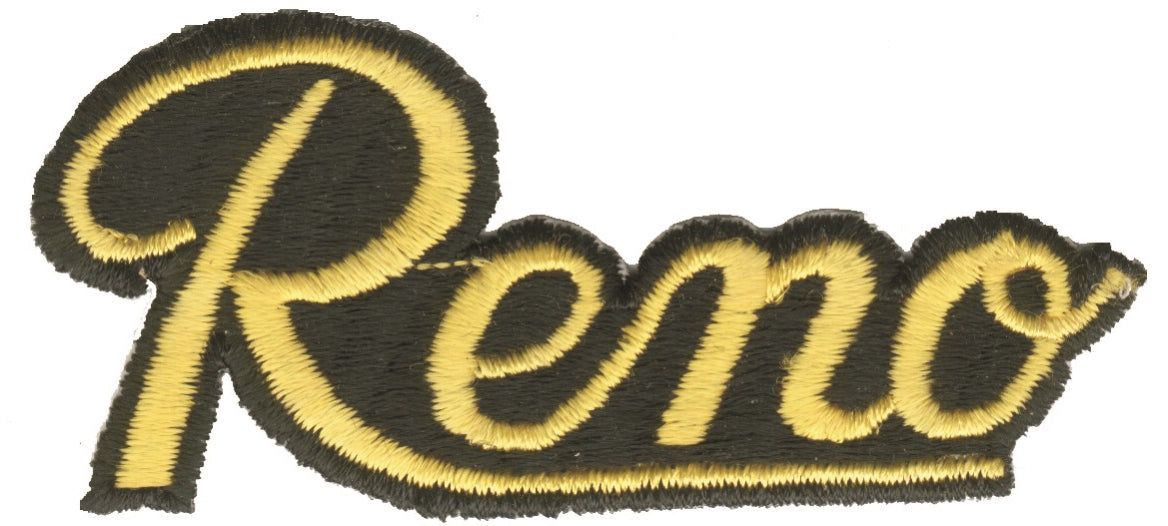 Script Reno Hat Reno script gold on black souvenir embroidered patch – Happy Wood ...