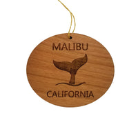Malibu Ornament - Handmade Wood Ornament - California Whale Tail Whale Watching - CA Christmas Ornament 3 Inch