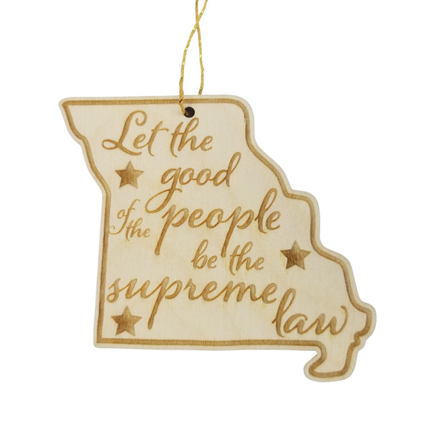 Missouri Wood Ornament -  MO State Shape with State Motto - Handmade Wood Ornament Made in USA Christmas Decor