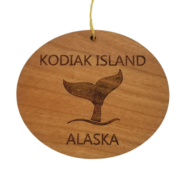 Kodiak Island Ornament - Handmade Wood Ornament - Alaska Whale Tail Whale Watching - AK Christmas Ornament 3 Inch