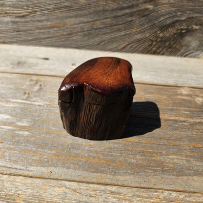 Wood Ring Box Redwood Rustic Handmade California #669 Storage Live Edge Gift