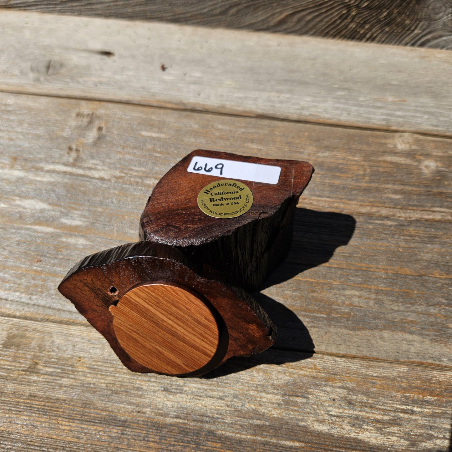 Wood Ring Box Redwood Rustic Handmade California #669 Storage Live Edge Gift