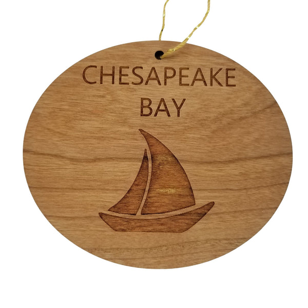 Chesapeake Bay Ornament - Handmade Wood Ornament - Souvenir Sailing Sailboat - Christmas Ornament 3 Inch
