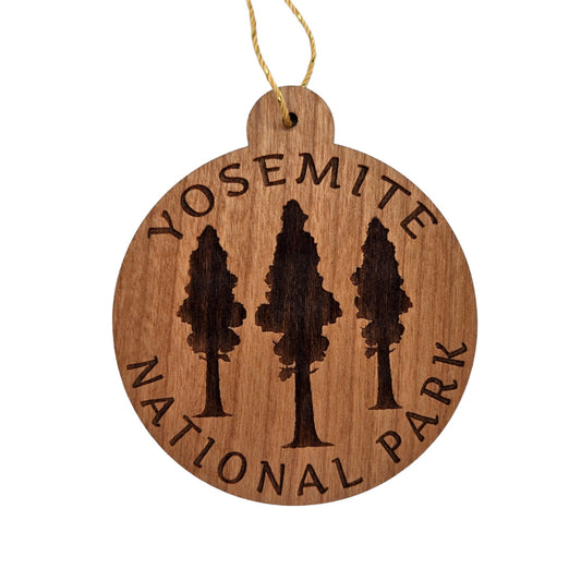 Yosemite National Park Wood Ornament California Sequoia Gigantea Giant Trees 3 Trees Handmade Souvenir Made in USA Christmas - 15689