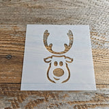 Reindeer Face Stencil Reusable Cookie Decorating Craft Painting Windows Signs Mylar Many Sizes Christmas Cartoon Big Nose
