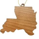 Louisiana Wood Ornament -  LA State Shape with State Flowers Magnolia Blossoms - Handmade Wood Ornament Made in USA Christmas Decor