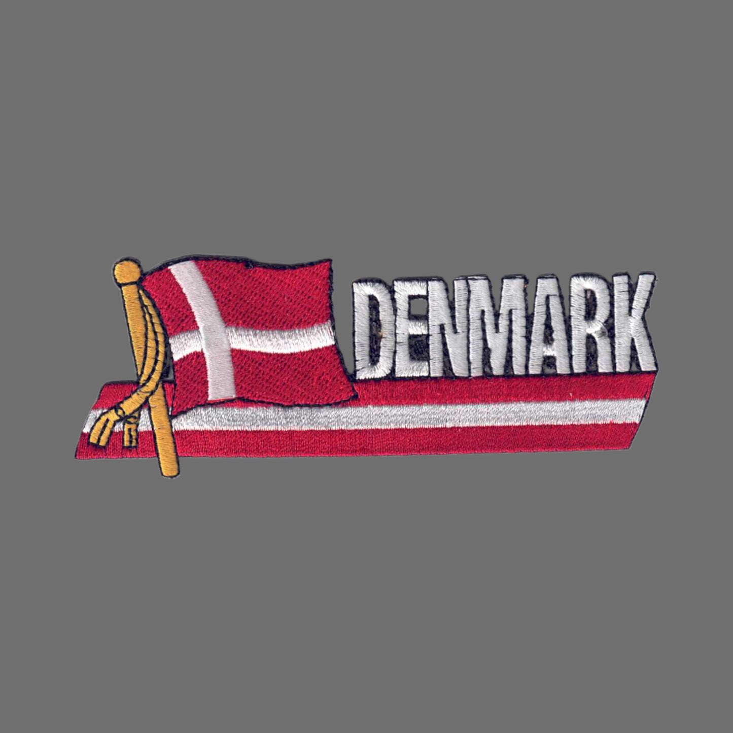 DENMARK Wavy Flag Ribbon Patch - 6186
