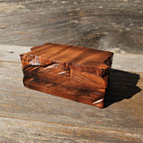 Redwood Jewelry Box Curly Wood Engraved Rustic Handmade California #659 Memento Box Dad Gift Trinkets Memories Stash Mens Valet