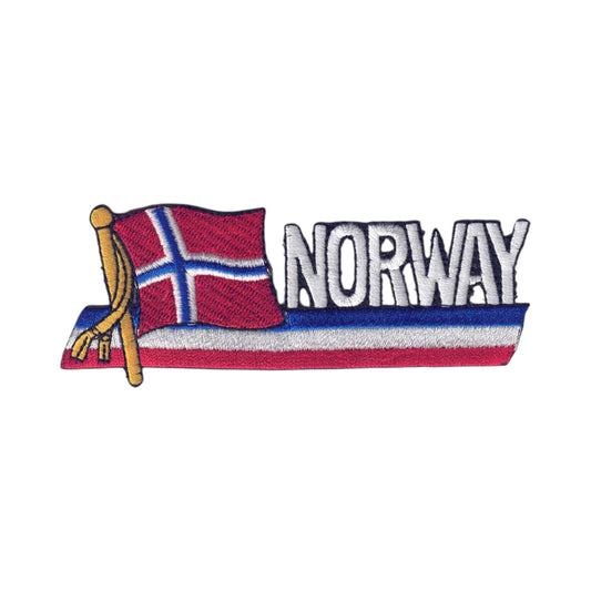 NORWAY Wavy Flag Ribbon Patch - 6546