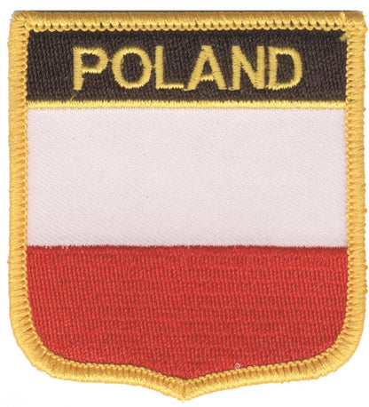 POLAND medium flag shield souvenir embroidered patch