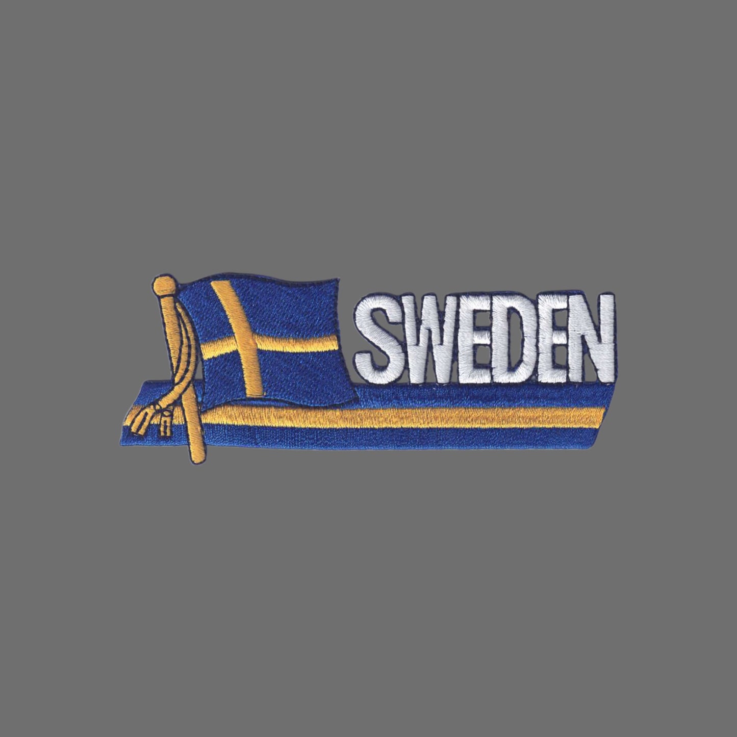 SWEDEN wavy flag ribbon souvenir embroidered patch - 6746
