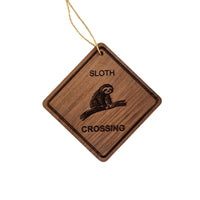 Sloth Crossing Ornament - Sloth Ornament - Wood Ornament Handmade in USA - Sloth Souvenir Gift - Christmas Home Decor