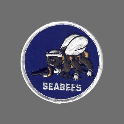 Vintage SEABEES Sew On Patch White - 6866W
