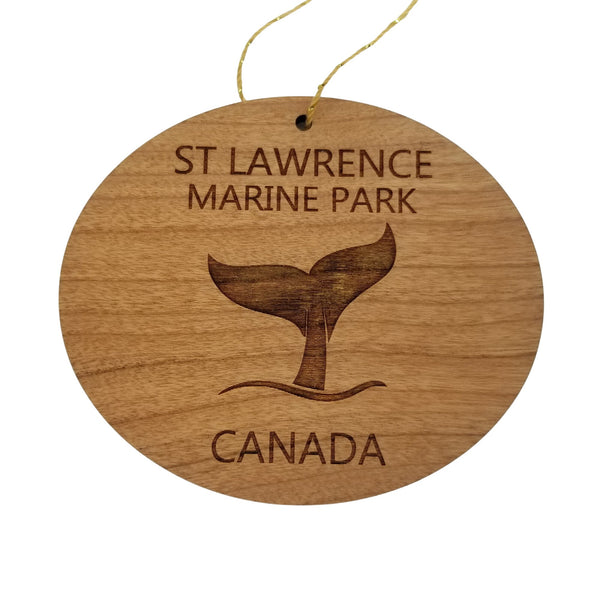 St Lawrence Marine Park Canada Ornament - Handmade Wood Ornament - Whale Tail Whale Watching - Christmas Ornament 3 Inch