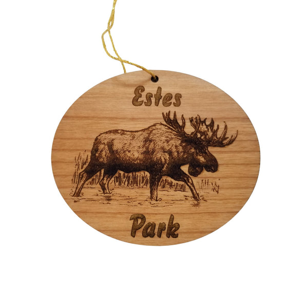 Estes Park Colorado Ornament - Moose in Water Handmade Wood Ornament - Colorado Souvenir - Christmas Travel Gift CO