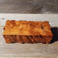 Handmade Wood Box with Redwood Tree Engraved Rustic Handmade Curly Wood #590 California Redwood Jewelry Box Storage Box