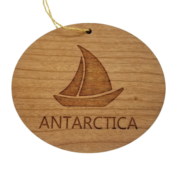 Antarctica Ornament - Handmade Wood Ornament - Souvenir Sailing Sailboat - Christmas Ornament 3 Inch