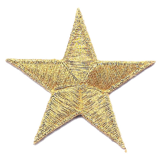 Gold Metallic Embroidered Star Patch 1.75" Iron On- 7402-21M