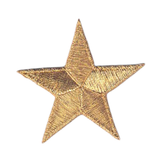Gold Metallic Embroidered Star Patch 1.75 Inch - 7402-21M