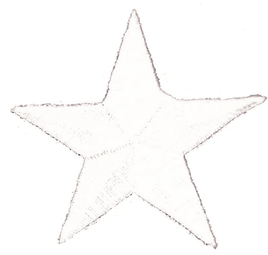 White Embroidered Star Patch 1.75" Iron On - 7402-39