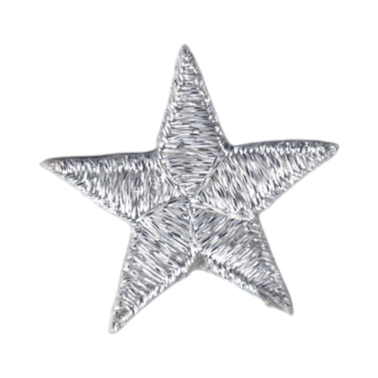 Silver Embroidered Star Patch 1.75 Inch 7402-58M