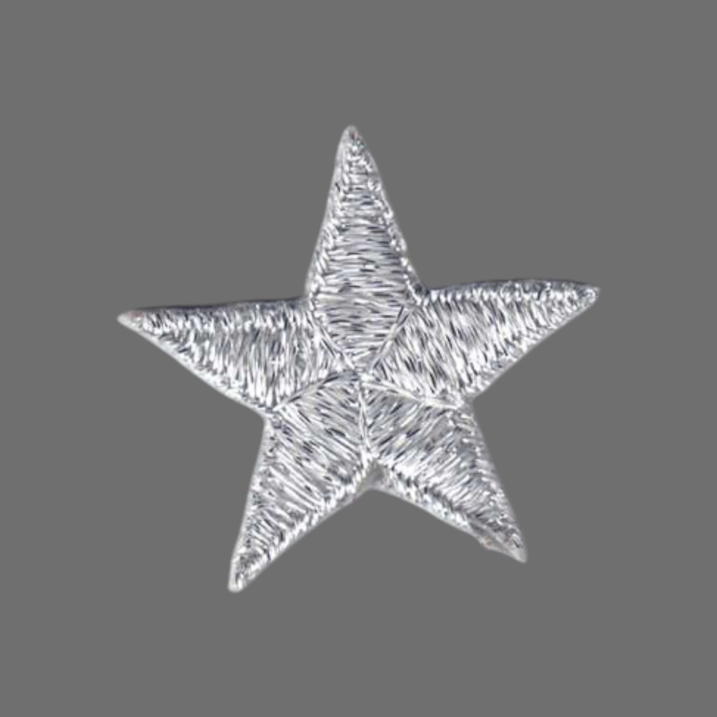 Silver Embroidered Star Patch 1.75 Inch 7402-58M
