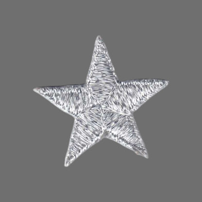 Silver Embroidered Star Patch 1.75 Inch 7402-58M