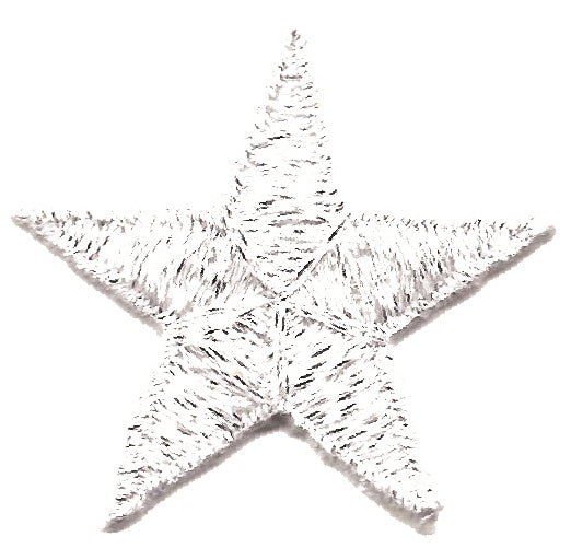 Silver Embroidered Star Patch 1.75" Iron On- 7402-58M