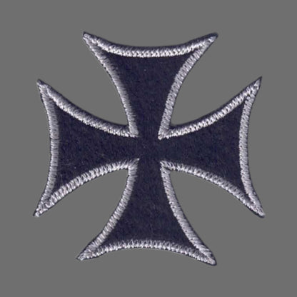 Silver Gray Black Maltese Cross Patch - 7439-58/01