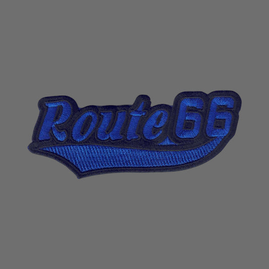 Route 66 Text Blue Black Patch - 7467-11-01