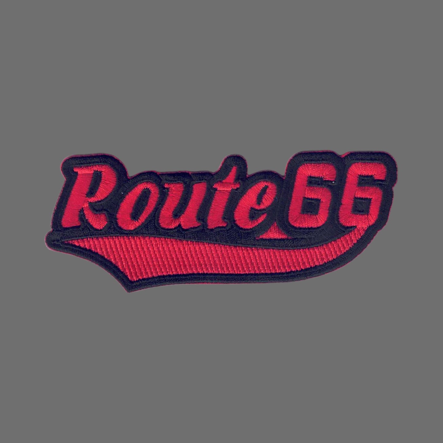 Route 66 Script Text Red Black Patch - 7467-36-01