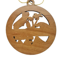 California Wood Ornament - CA Souvenir - Handmade Wood Ornament Made in USA State Shape Palm Trees Surfboard Waves Whale Wine Poppy Quail