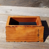 Handmade Wood Box with Redwood Tree Engraved Rustic Handmade Curly Wood #591 California Redwood Jewelry Box Storage Box