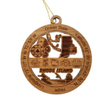 Rhode Island Wood Ornament -  RI Souvenir - Handmade Wood Ornament Made in USA State Shape Gambling Cards Fishing Pole Lighthouse Maple Leaf