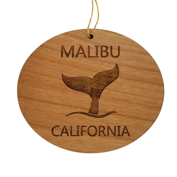 Malibu Ornament - Handmade Wood Ornament - California Whale Tail Whale Watching - CA Christmas Ornament 3 Inch