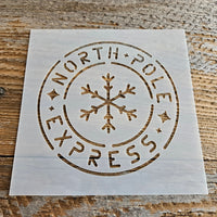 North Pole Express Stencil Reusable Cookie Decorating Craft Painting Windows Signs Mylar Many Sizes Christmas Winter Snowflake Stamp Like