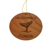 Jacksonville Ornament - Handmade Wood Ornament - Florida Whale Tail Whale Watching - FL Christmas Ornament 3 Inch