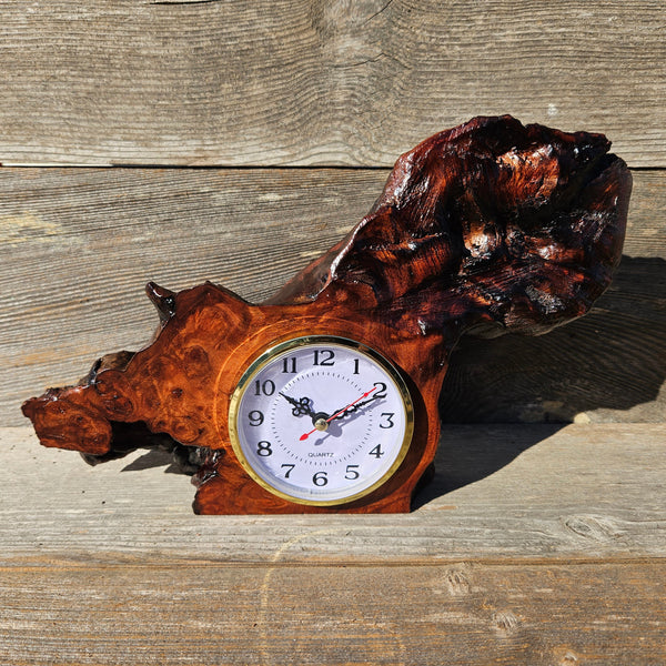 Redwood Burl Clock Table Shelf Mantle Desk Office Gifts for Men