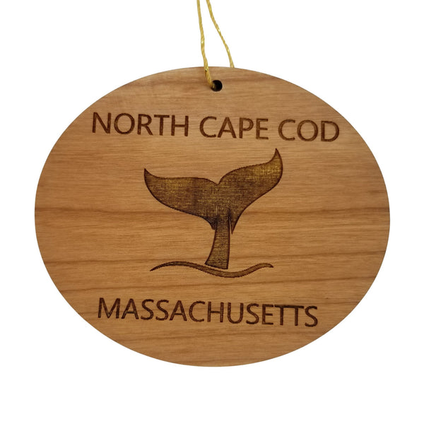 North Cape Cod Massachusetts Ornament - Handmade Wood Ornament - MA Whale Tail Whale Watching - Christmas Ornament 3 Inch