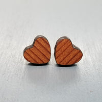 Redwood Earrings - Heart Wood Earrings - California Redwood Stud Earrings - CA Souvenir Keepsake - Post Earrings - Redwood